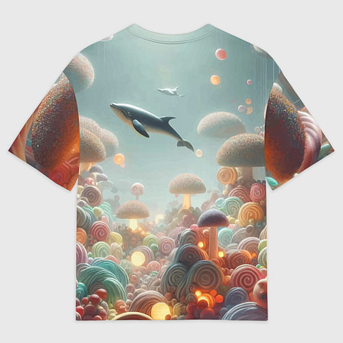 Мужская футболка оверсайз Кит среди гигантских подводных грибов - нейроарт ф / 3D-принт – фото 2