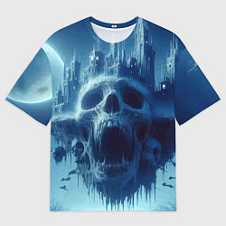 Футболка оверсайз мужская Фантастический череп и сказочный город под луной, цвет: 3D-принт