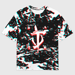 Мужская футболка оверсайз Doom glithc краски