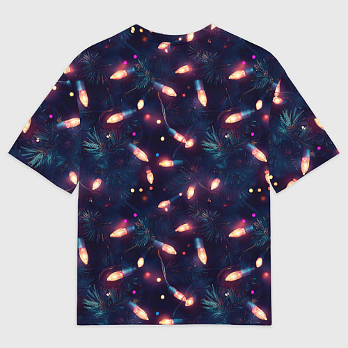 Мужская футболка оверсайз Паттерн новогодняя гирлянда / 3D-принт – фото 2