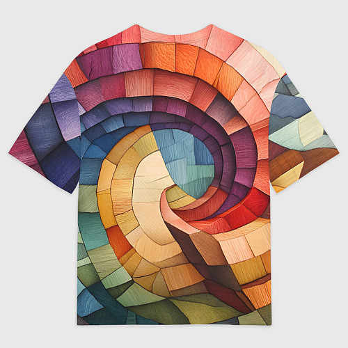 Мужская футболка оверсайз Разноцветная мозаика в виде спирали / 3D-принт – фото 2