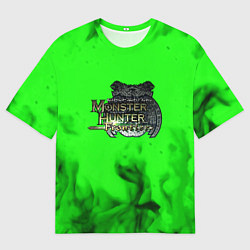 Мужская футболка оверсайз Monster Hunter fire green