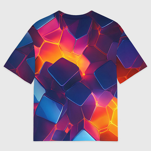 Мужская футболка оверсайз Неоновая геометрическая текстура / 3D-принт – фото 2
