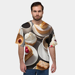 Футболка оверсайз мужская Кофе и пирожные, цвет: 3D-принт — фото 2