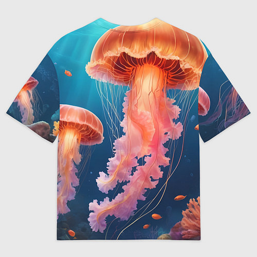 Мужская футболка оверсайз Подводный мир медузы / 3D-принт – фото 2