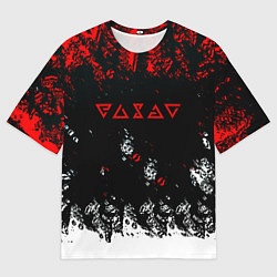 Футболка оверсайз мужская Ведьмак лого брызги красок, цвет: 3D-принт