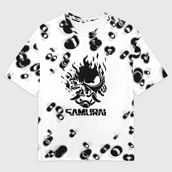 Футболка оверсайз мужская Samurai черные краски текстура, цвет: 3D-принт