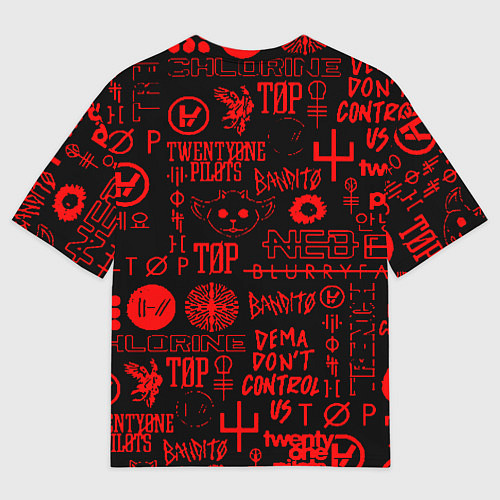 Мужская футболка оверсайз Twenty one pilots pattern rock steel / 3D-принт – фото 2