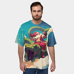 Футболка оверсайз мужская Дед Мороз сидит на змее, цвет: 3D-принт — фото 2