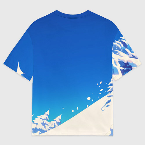 Мужская футболка оверсайз Дед Мороз на сноуборде / 3D-принт – фото 2