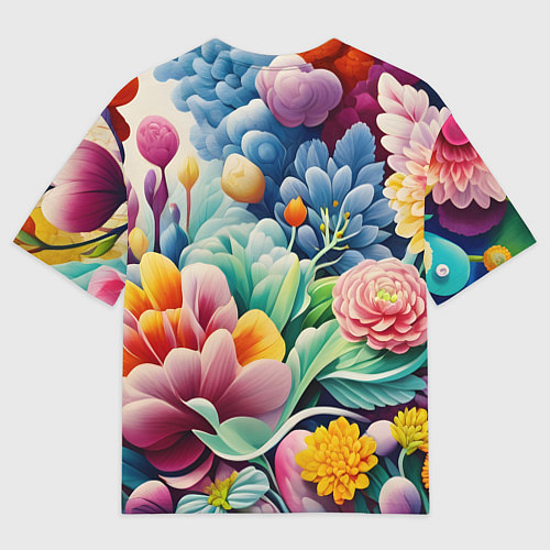 Мужская футболка оверсайз Объемные цветы лето / 3D-принт – фото 2