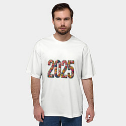 Футболка оверсайз мужская Цифры 2025 из разноцветных цветов, цвет: 3D-принт — фото 2
