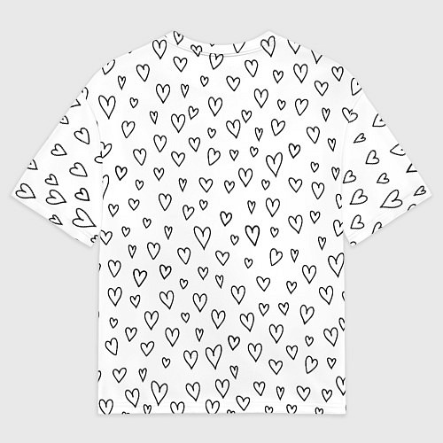 Мужская футболка оверсайз Злой медвежонок черные сердца / 3D-принт – фото 2