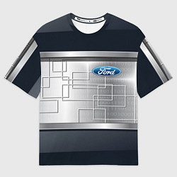 Мужская футболка оверсайз FORD текстура из метала