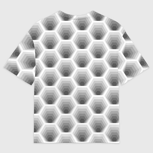 Мужская футболка оверсайз Неоновые соты / 3D-принт – фото 2