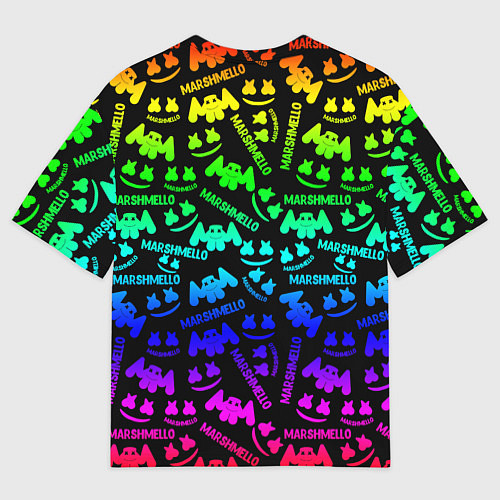 Мужская футболка оверсайз Marshmello neon steel pattern / 3D-принт – фото 2