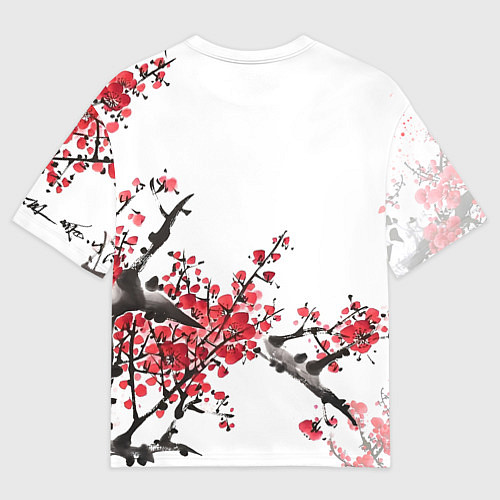 Мужская футболка оверсайз Китайский стиль - слива / 3D-принт – фото 2