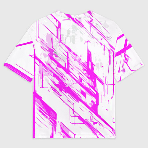 Мужская футболка оверсайз Розовые полосы на белом фоне / 3D-принт – фото 2