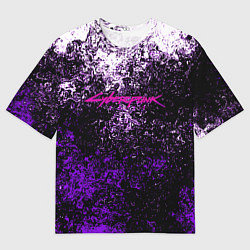 Мужская футболка оверсайз Cyberpunk брызги красок