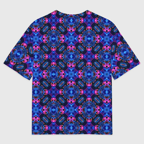 Мужская футболка оверсайз Калейдоскопический узор синего и розового цвета / 3D-принт – фото 2
