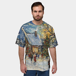 Футболка оверсайз мужская Новогодние каникулы картина маслом, цвет: 3D-принт — фото 2