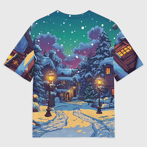 Мужская футболка оверсайз Глубокая зимняя ночь перед рождеством / 3D-принт – фото 2