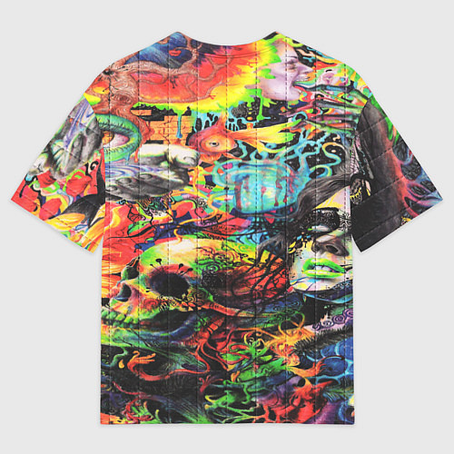Мужская футболка оверсайз Кислотные рисунки психоделика / 3D-принт – фото 2