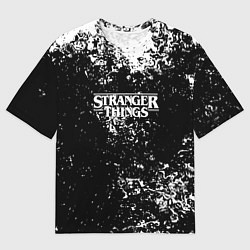 Мужская футболка оверсайз Stranger things брызги красок