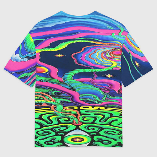 Мужская футболка оверсайз Оптические волны психоделика / 3D-принт – фото 2