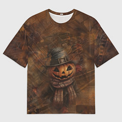 Мужская футболка оверсайз Весёлый тыквенный Джек