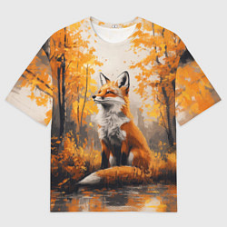 Футболка оверсайз мужская Мечтательная лиса, цвет: 3D-принт