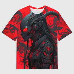 Футболка оверсайз мужская Девушка в стиле киберпанк, цвет: 3D-принт