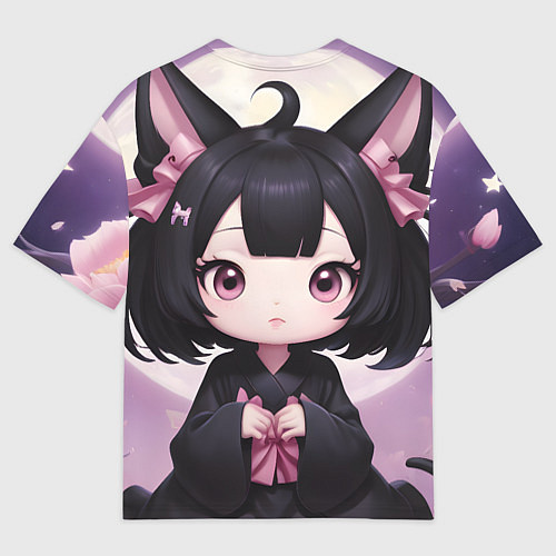 Мужская футболка оверсайз Куроми цветы / 3D-принт – фото 2