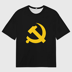 Мужская футболка оверсайз СССР серп и молот оранжевый