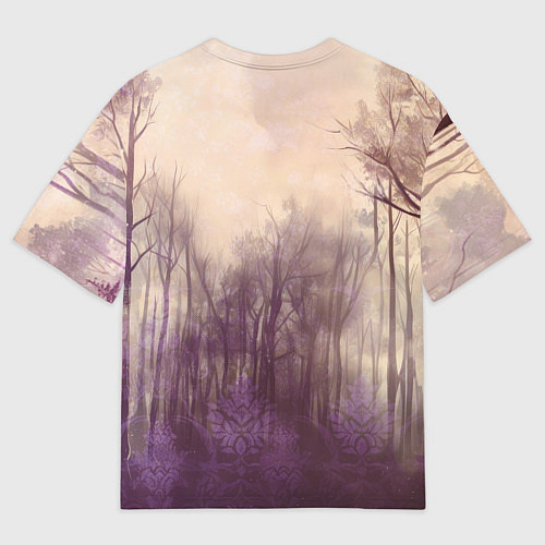 Мужская футболка оверсайз Мишка в пасмурном лесу / 3D-принт – фото 2