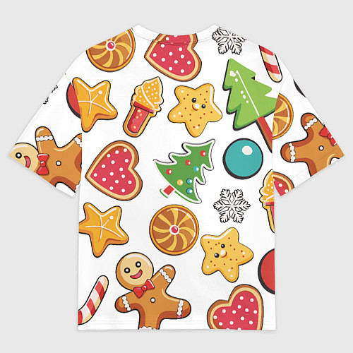 Мужская футболка оверсайз Новогодние сладости / 3D-принт – фото 2