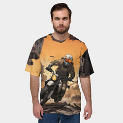 Футболка оверсайз мужская Байкер в движении, цвет: 3D-принт — фото 2