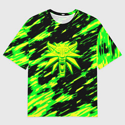 Мужская футболка оверсайз Ведьмак кислотный волк