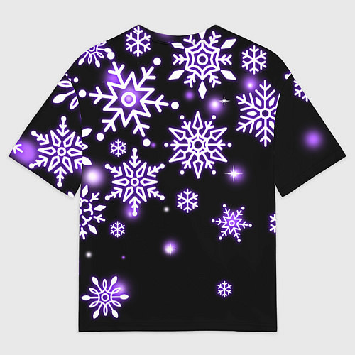 Мужская футболка оверсайз Снежинки в неоне / 3D-принт – фото 2