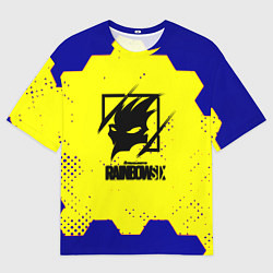 Мужская футболка оверсайз Rainbow six hexagon steel