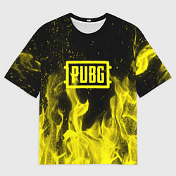 Мужская футболка оверсайз PUBG fire yellow