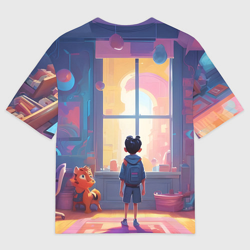 Мужская футболка оверсайз Детство приключения / 3D-принт – фото 2