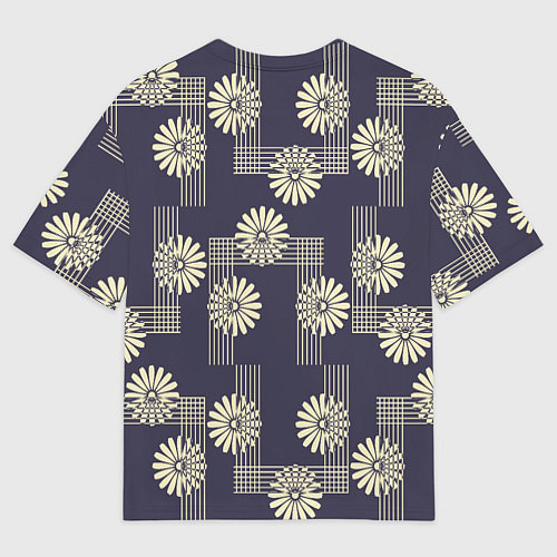 Мужская футболка оверсайз Цветочный геометрический узор / 3D-принт – фото 2