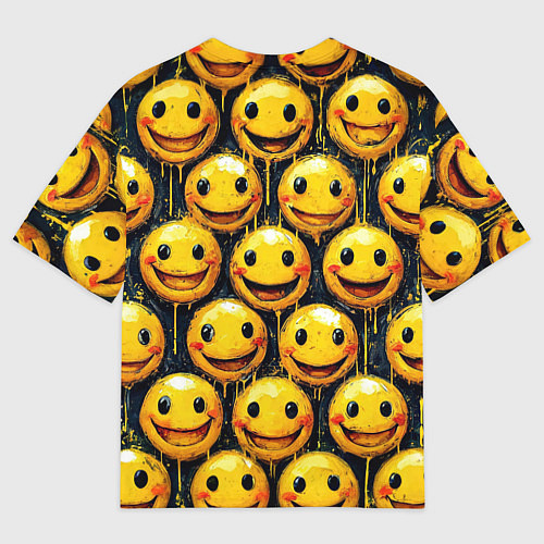 Мужская футболка оверсайз Смайлы краской с потеками / 3D-принт – фото 2