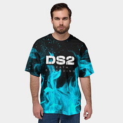 Футболка оверсайз мужская Death stranding 2 неоновый огонь, цвет: 3D-принт — фото 2