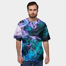 Футболка оверсайз мужская Цветной дым текстура, цвет: 3D-принт — фото 2