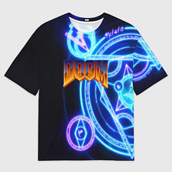 Мужская футболка оверсайз Doom мистические символы