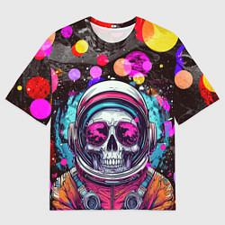 Мужская футболка оверсайз Космонавт скелет в космосе
