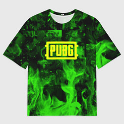 Мужская футболка оверсайз PUBG green fire game