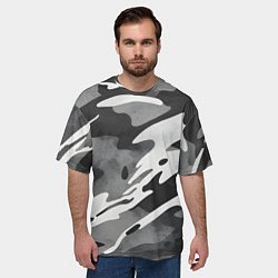 Футболка оверсайз мужская Черно белый камуфляж, цвет: 3D-принт — фото 2